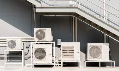 Compressors air conditioners on rooftop building