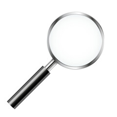 Realistic magnifying glass on transparent background