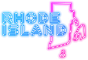Rhode Island Neon USA State
