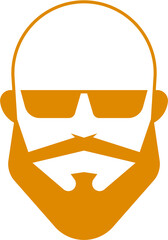 Beard Bald Man Logo Outline