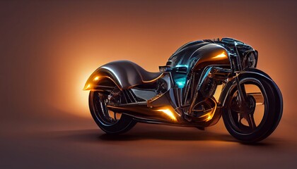 Conceptual futuristic sport motorbike on brown background 