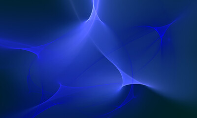 Fairy silky texture of blue matter or veil in hazy steam of deep dark space. Abstract artistic pattern of digital 3d space. Great as wallpaper, cover print, banner, skin, decoration or background.