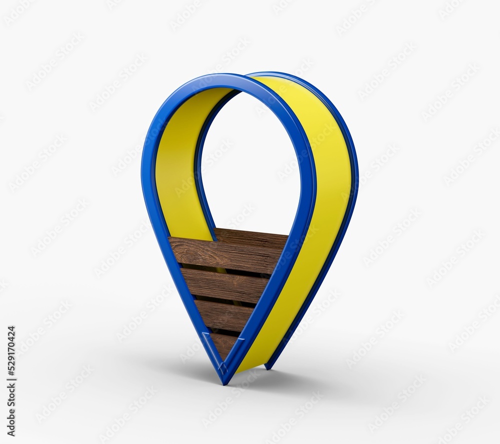 Aufkleber 3d rendering of location pin pointer of map on white background