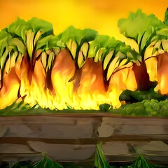 Fototapeta na wymiar Burning forest. fire flames, nature disaster concept illustration
