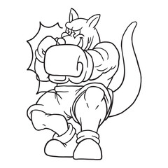 Coloring illustration of cartoon boxing kangaroo mascot