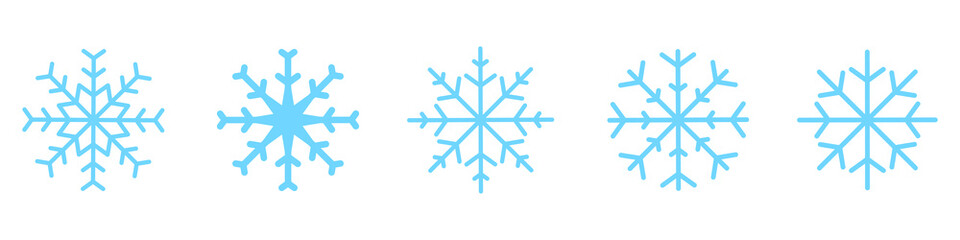 Set of vector snowflake. Blue snowflake illustration. Winter web design symbol.