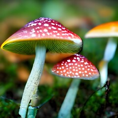 magic world of mushrooms. illustration of fairy tale Wonderland