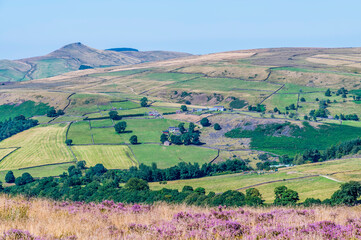 A view across the countryside from the northern end of the Roaches escarpment, Staffordshire, UK in...