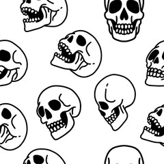 skull - line art illustration