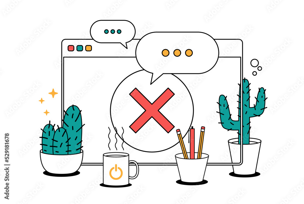 Poster browser, web site, check mark, prohibit icon. simple color with vector elements of internet explorer