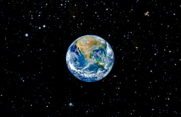 Planet Earth and stars in space. Elements of the image furnished by NASA.