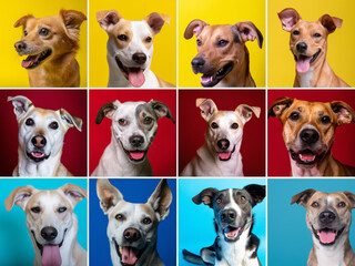 Collage of beautiful dog portraits