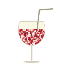 Vector illustration with wineglass or cocktail with sparkles. Bar menu concept with sequin elements.