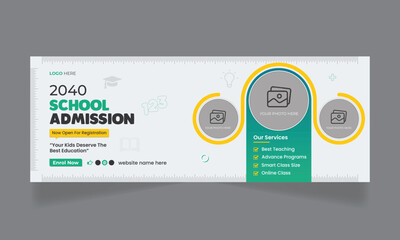 School admission social media facebook cover and web banner template