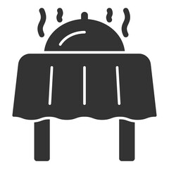 Dinner covered on a table with a tablecloth - icon, illustration on white background, glyph style
