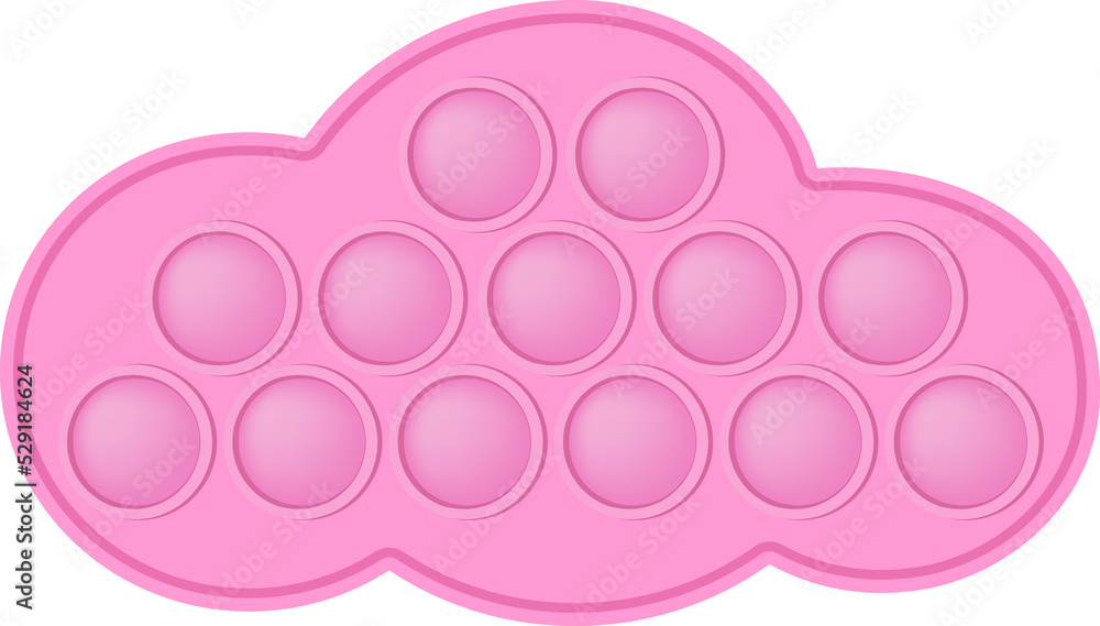 Wall mural Pink Popit shape - cloud. Pop it a trendy pastel fidget toys. Addictive anti stress toy in colorful colors. Bubble sensory fashionable toy PNG format