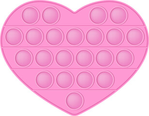 Pink Popit shape -  heart. Pop it a trendy pastel fidget toys. Addictive anti stress toy in colorful colors. Bubble sensory fashionable toy PNG format