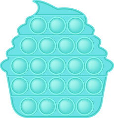Blue Popit shape - cake. Pop it a trendy pastel fidget toys. Addictive anti stress toy in colorful colors. Bubble sensory fashionable toy PNG format - obrazy, fototapety, plakaty