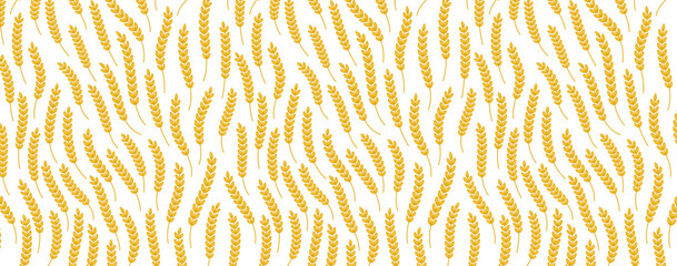 Cereal pattern. Agriculture wrapper. Leaves and ears. Vector line.