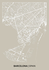 Barcelona (Catalonia, Spain) street map outline for poster, paper cutting.