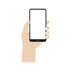 Hand holding black smartphone, Vector.