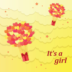 The postcard it's a girl. Baby shower. Vector illustration