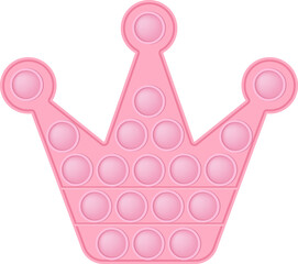 Pop it soft pink crown for a Valentines day as a fashionable silicon fidget toy. Addictive anti-stress cute toy in pastel colors. Bubble popit for kids. Png illustration isolated