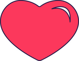 Retro Valentine Day icon heart. Love symbols in the fashionable pop line art style. The figure of a heart in soft pink, red and coral color. Png illustration isolated
