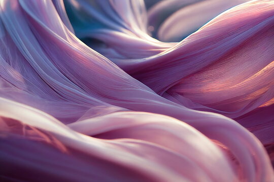 Ethereal Pink Abstract Background, Silk Fabric Waves, 3d Render, 3d Illustration