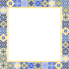 Portuguese Azulejos tile square frame border - 529187268