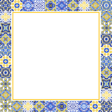 Portuguese Azulejos tile square frame border