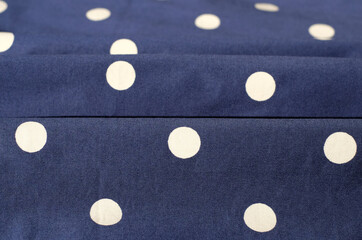 Dark blue cotton polka dots fabric textile