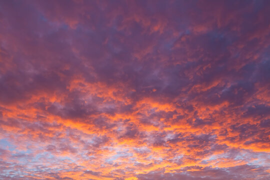 Beautiful pink sunset cloudy skies at dusk © mreco