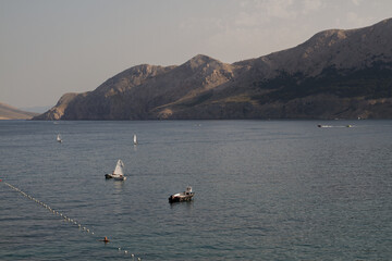 Fototapeta na wymiar View of mediterranean sea at Baska, island of Krk, Croatia