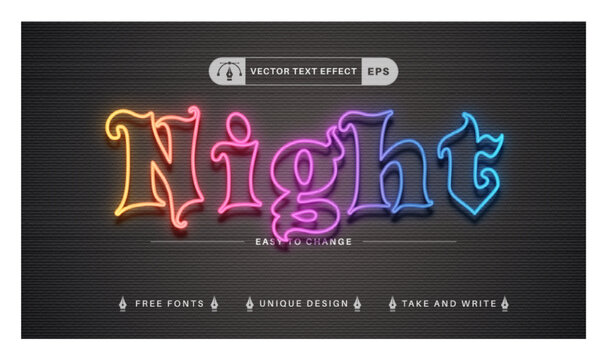 Unicorn Night Club - Editable Text Effect, Font Style