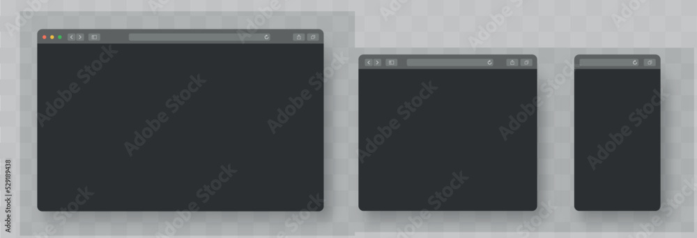 Poster blank web browser illustration. sample frame design internet. empty web page mockup with toolbar. bl