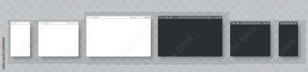 Poster blank web browser illustration. sample frame design internet. empty web page mockup with toolbar. bl