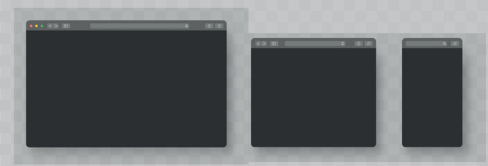 Blank web browser illustration. Sample frame design Internet. Empty web page mockup with toolbar. Blank template. Website template design. Mockup for web site. Vector illustration