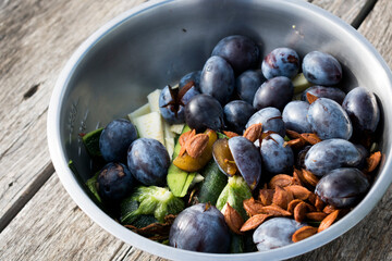 Composting : kitchen waste recycling in composter, sorting and bio fertilizer