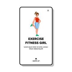 exercise fitness girl vector. woman gym, training workout, fit sport exercise fitness girl web flat cartoon illustration