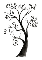 Black tree watercolor