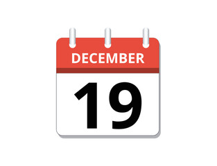 December, 19th calendar icon vector
