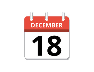 December, 18th calendar icon vector
