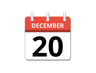 December, 20th calendar icon vector
