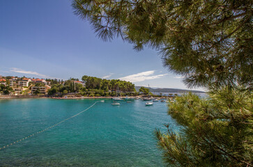 Fototapeta na wymiar Beautiful seascape with clear waters of the Mediterranean Sea at Krk, island of Krk, Croatia