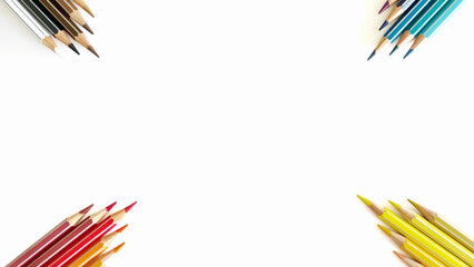 Colored pencils isolated on white background.  First floor.