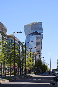 Paris, France - 04.17.2022: Duo Towers (Tours Duo), two skyscrapers, located in the 13th arrondissement of Paris, bordering the ring road and the southern suburbs