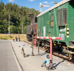 Railway open air museum Lupene, Czech Rep 24th July 2022. Bicykle paht allong former railway