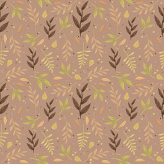 Autumn theme seamless pattern, vector art