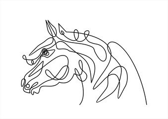 horse head - continuous line drawing © nikvector